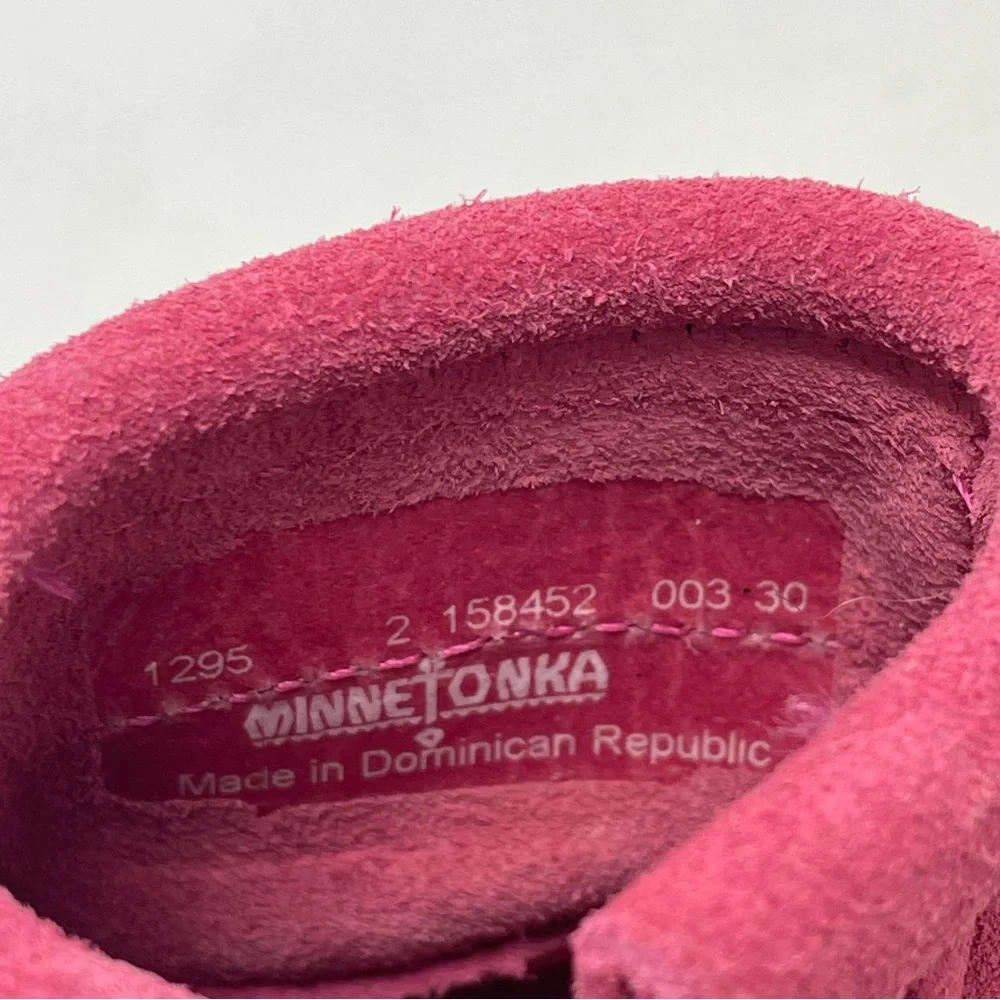 Minnetonka Fringe Leather Pink Booties Size 2